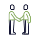 animated graphic of two people shaking hands