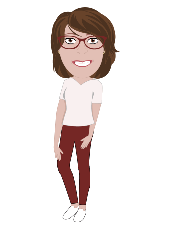 Image of cartoon character version of client services director Kristin Kopaz